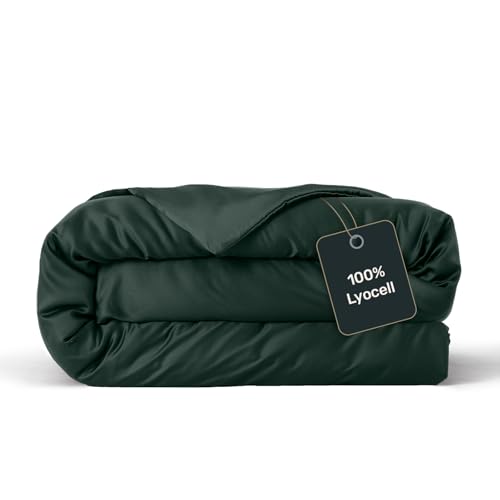 twenty:three Lyocell Deckenbezug 200x200 Forest Green - 100% Tencel - Gewonnen aus Eukalyptus - Hochwertig - Nachhaltig - Atmungsaktiv - Luxus - Hypoallergen