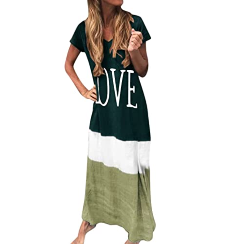 Langes T-Shirt-Kleider für Damen, lange Sommerkleider mit kurzen Ärmeln, Sommer-Maxikleid in Übergröße, Freizeitkleider, Sommerkleider, Maxi-Etuikleid, Baggy-Kleid, Freizeitkleider, Schwarz , L