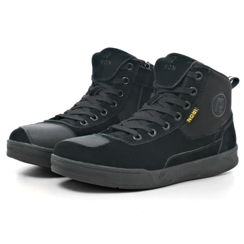 IRON JIA'S Motorradschuhe Herren Motorradstiefel für alle Jahreszeiten geeignet, wasserdicht rutschfest atmungsaktiv modisch und bequem Schwarz 44
