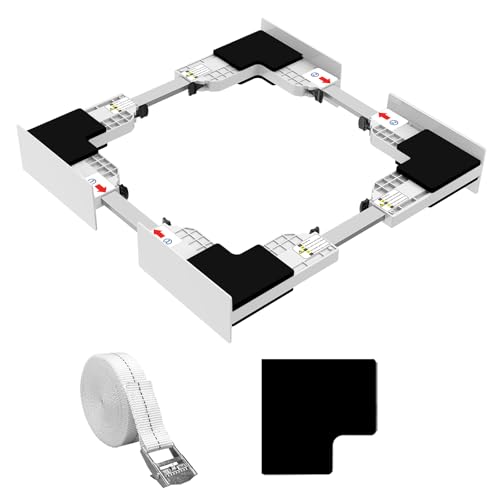NIUXX Universal Zwischenbaurahmen Set für Waschmaschine und Trockner, Verstellbarer Verbindungsrahmen Kit (46-66 cm), Stapelbausatz mit Ratschenseil, Zwischeneinbausatz für platzsparende Waschküchen