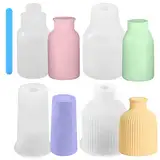 4 Stück Vase Silikonformen, Epoxidharz Gießformen, DIY Beton Vase Gießformen, Kreative Handgefertigte Vase Silikonform zur Herstellung von Vase/Aufbewahrungsflaschen/Stifthalter/Desktop Dekorationen