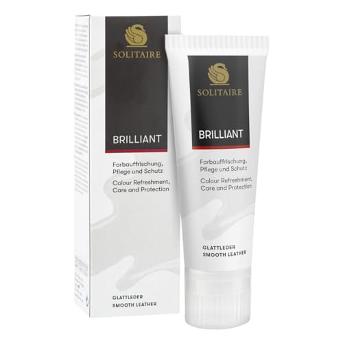 SOLITAIRE Brilliant Schuhcreme Farblos/Neutral, mit Farbauffrischung für Glattleder und intensive Pflege und leichte Imprägnierung für Schuhe, Taschen, Kleidung, mit Schwammaufträger, 75ml