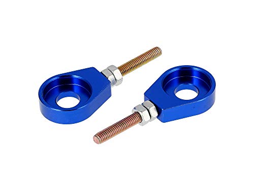 AKF Set: 2x Kettenspanner für Schwinge, Aluminium Blau eloxiert - Simson S51, S50, SR50, Schwalbe KR51, SR4