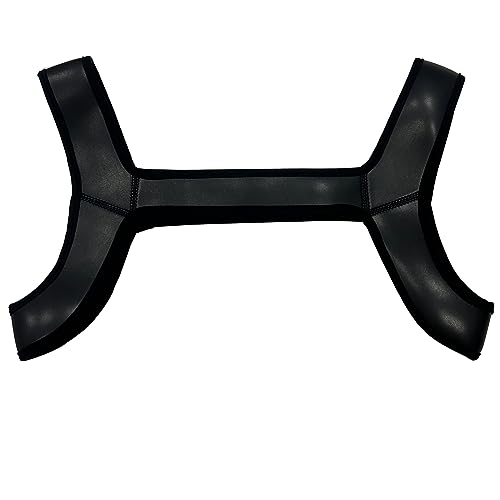 TACKTIMES Herren Wetlook Body Brust Harness Männer Neopren Brustgeschirr Unterhemd Clubwear Weste Shirts Tops (M, Schwarz)