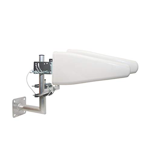 PremiumX LTE-Antenne Outdoor 3G 4G 800-1800-2600 MHz LTE MiMo Duo-Richtantenne 10m Kabel - Hotspot Mobilfunk Vodafone Telekom Modem Router WLAN Außenantenne bis 12 dB inkl. Wandhalterung