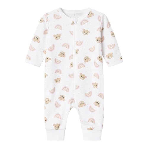 NAME IT Baby - Mädchen Nbfnightsuit Zip Orchid Pink Teddy Noos, Bright White, 98
