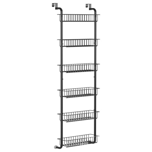 Glorlliant Gewürzregal mit 6 Ebenen, zum Aufhängen an der Tür, Küche, zum Aufhängen, Metall, Gewürzregal, Dosenorganizer, über Holztür, Speisekammer, Aufbewahrung, Küche, Wandmontage, Speisekammer,