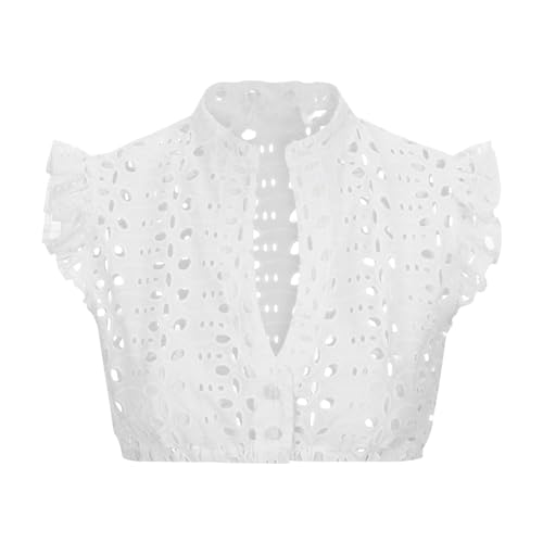 Dirndl Bluse Damen Kurzarm Baumwolle Trachten Trachtenbluse Weiß Flügelärmel Dirndl Dirndlbluse Elegante Spitzenbluse Spitze Hollow Out Tracht Bluse Trachtenmi Hochgeschlossen Oktoberfest Kostüm