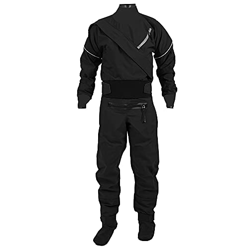 Drysuit Herren-Front-Reißverschluss, Segeln, Standard-Nylon-Paddeln, Kajakausrüstung, Reißverschluss, wasserdichter Anzug (Schwarz, M)