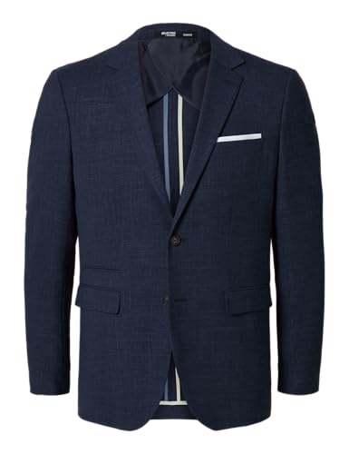 SELECTED HOMME Herren Slhslim-oasis Linen Blz Noos, Dark Navy, 42