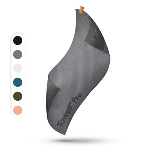 STRYVE Sporthandtuch – Das Original – Towell+ Pro – Iron Grey – 105 x 42,5 cm – Magnetclip & Rutschschutz – Hygienisch & Funktional – Ideales Handtuch fürs Gym verfügbar
