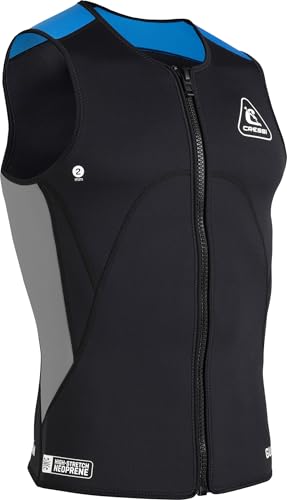 CRESSI Men's Guardian Neoprene Zipper Vest 2mm Doppelt Gefütterte Neoprenweste mit Reißverschluss, Schwarz/Blau, XL/5