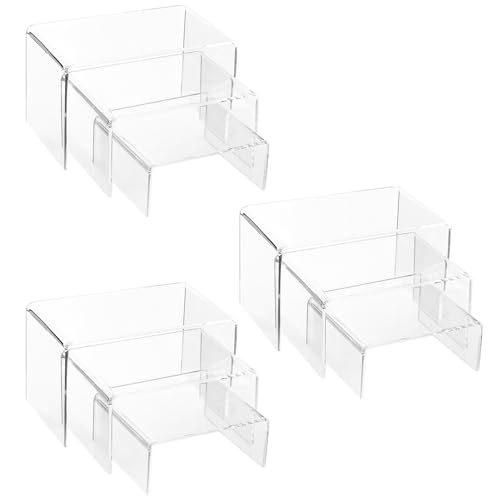 ywchoshe 9 Stk Acryl Display Risers, Klare Acryl Schmuck Display Risers, Acryl Display Ständer Halter Regal Vitrine für Display Schmuck Store Fixture Tischdekoration, 3 Größen