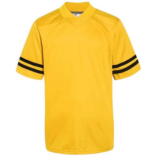 Pullonsy Erwachsene Herren Blank Football Trikots Athletic Football Fans Shirts Praxis Sport Uniform Tops, Schwarz gestreift Gelb Jersey, 3XL