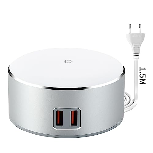 MINGWU Intelligentes LED-Nachtlicht, Touch-Control-Nachttischlampe mit 3 Helligkeitsstufen, Nachttischlampe mit zwei Schnellladeanschlüssen, geeignet für Schlafzimmer/Gästezimmer/Wohnzimmer
