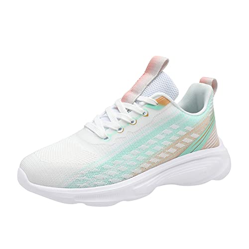 Arbeitsschuhe Damen Pflege Wildling Schuhe Damen Damen Turnschuhe Gradient Four Seasons Sportschuhe Praktische atmungsaktive Mesh-Schuhe mit weichem Damen Sneaker Slip In Wasserfeste (Green, 41)