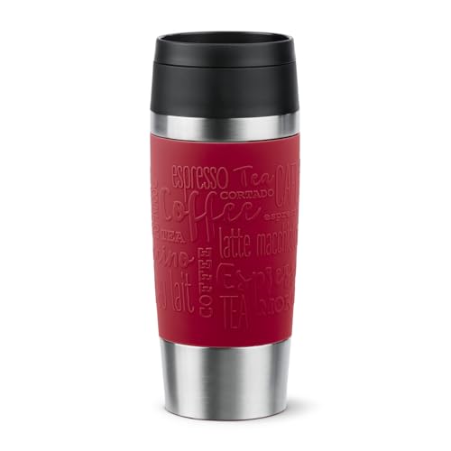 Emsa N20204 Travel Mug Classic Isolierbecher 0,36 Liter, neuer Komfort-Schraubverschluss, Edelstahl, 4h heiß und 8h kalt, 100% dicht, spülmaschinenfest, 360°-Trinköffnung, Dunkelrot