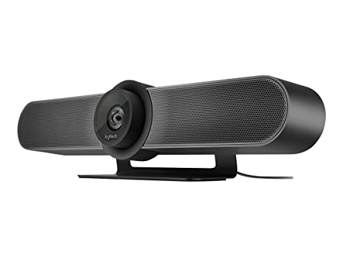 Logitech MEETUP Videokonferenz-Webcam, Ultra-HD 4K, 120° Blickfeld, Motorisierte Neigung, Integrierte Lautsprecher, Full Duplex & Advanced Beamforming Mikrofone, Für kleinere Meetingräume - Schwarz