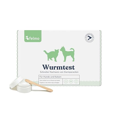 Felmo Wurmtest-Kit für Hunde & Katzen – Teste auf Darmparasiten wie Haken-, Peitschen-, Spulwürmer und Giardien. Spare Zeit: Kein Tierarztbesuch nötig. Sicheres Ergebnis aus dem Labor in 2-3 Werktagen