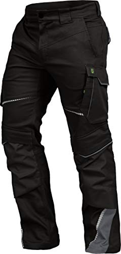 LEIBWÄCHTER Flex-line Arbeitshose Herren – schwarz/grau – Gr. 52 – Bequeme Workwear mit Elastan (Spandex) – 60°C waschbar & trocknergeeignet – erhöhte Reißfestigkeit – für verschiedenste Berufe