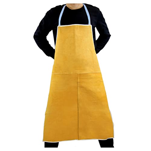 Schweißerschürze Lederschweißschürze, Hitzebeständige Flammhemmende Sicherheitsarbeitsschürze, Einstellbares Werkzeugshop Schürze for Männer Und Frauen (Color : Yellow, Size : 60X90cm/23.6X35.4in)