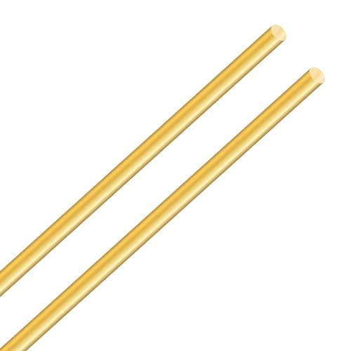 LAVMHAB Messingstab 5mm x 300mm, Messing Massiver Runde Stab für DIY Bastel (2 Stück)