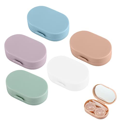 5 Stück Tragbarer Kontaktlinsenbehälter Reise Set Mini Reise Kontaktlinse Etui mit Spiegel Kontaktlinse Aus Kunststoff for Contact Lenses Small Contact Lenses Accessories Case tragbar wiederverwendbar