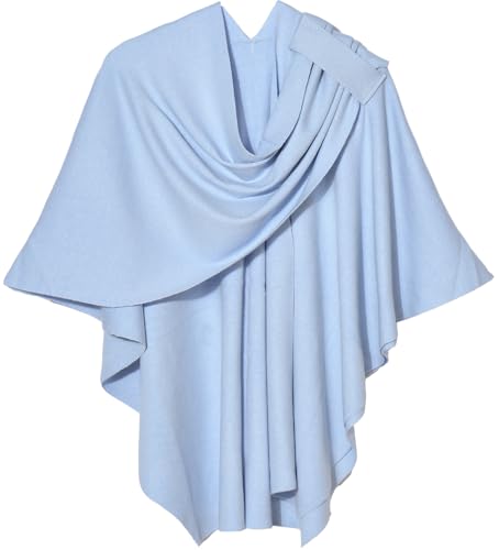 Shmily Girl Damen Poncho Schal Cashmere Feeling Strick Cape Cardigan Für Frauen Geschenk Für Mutter (Blau)