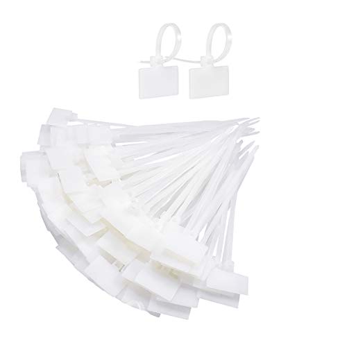 Kissral 200pcs Kabelbinder Weiß Set Kabelmanagement Schreibtisch Kabelhalter Kabelorganisation Reisen Kabelbeschriftung Etiketten Kabelhalterungen Auto Kabelmarkierer Beschriftbar für PC Drähte