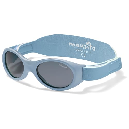 Mausito BABY Sonnenbrille 0-18 Monate Jungen I VERGLEICHSSIEGER Sonnenbrille Baby 100% UV-Schutz I BIEGSAM & verstellbares Band I Schadstofffrei I Europäisches Design für Kinder gemacht