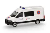 herpa 097963 Modellauto Volkswagen (VW) CrafterHalbbus Hochdach Malteser/Zivilschutz, Miniatur im Maßstab 1:87, Sammlerstück, Made in Germany, Modell aus Kunststoff, Mehrfarbig