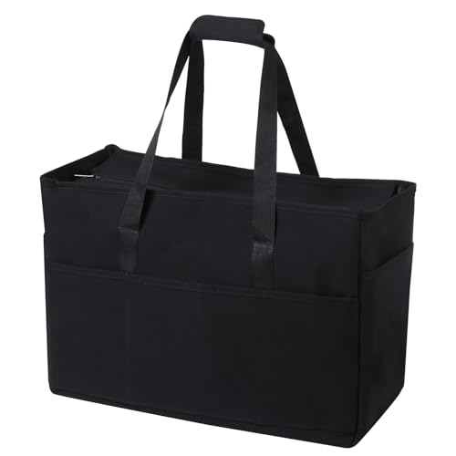 DEWUR Strandtasche XXL Familie Groß Badetasche Shopper mit Reißverschluss Wasserdicht 40L Mehrere Taschen mit Nasstasche für Strand Reise Schwimmen Fitnessstudio(Schwarz)