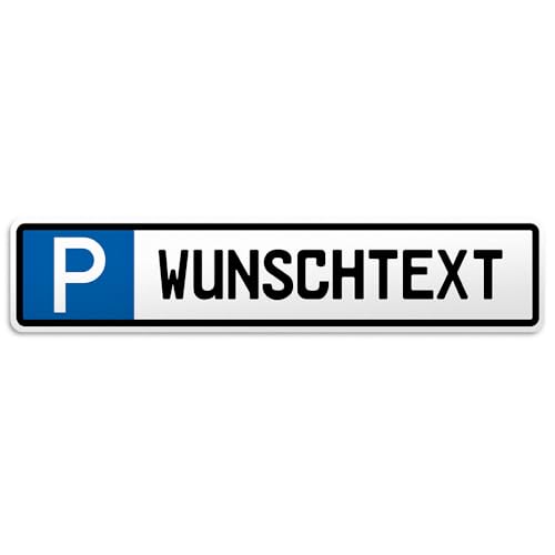 PrintPlanet® Parkplatzschild personalisiert – PVC Schild 520×110 mm – mit Text oder Kennzeichen – Wetterfest