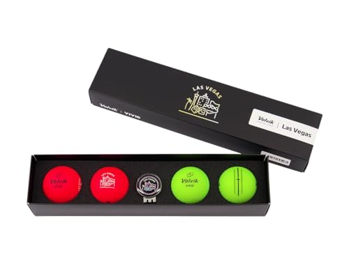 Volvik Las Vegas Wild Pack - 4 Vivid Bälle (2 Grün & 2 Rot) mit Clip-Ballmarker