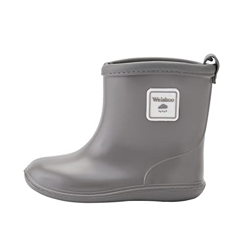Weishuo Gummistiefel Kinder Wasserdichte Stiefel Regenschuhe für Kleinkinder Jungen Mädchen 1-8 Jahre, Herstellergröße 15, EU-Größe 23/24, Grau