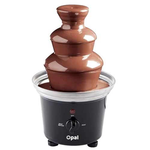 Opal-Schokoladenbrunnen, Edelstahl-Brunnen-Set, elektrische 3-Tier -Maschine mit heißem Schmelztiegel-Boden, 500ML,90W,heiße und flüssige Schokolade für Brunch, Partys, Weihnachten, Silvester (OCF17)