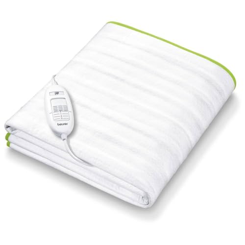 Beurer TS 15 Wärmeunterbett, mit Sicherheitsautomatik aus weichem Vlies und mit 3 Temperaturstufen, einfache Fixierung auf Bett und Matratze, waschbar bei 30⁰, 150 x 80 cm, Grün