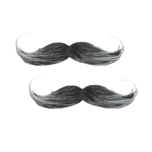 2-Stück Schnurrbart zum Ankleben,Schnauzer zum Ankleben,Fake Bart,Fake Mustache,Falscher Bart Kostüm,Schnurbart Kleben Selbstklebend,Moustache Herrenm Verkleidung,Detektiv Barts (2 Stück Schwarz)