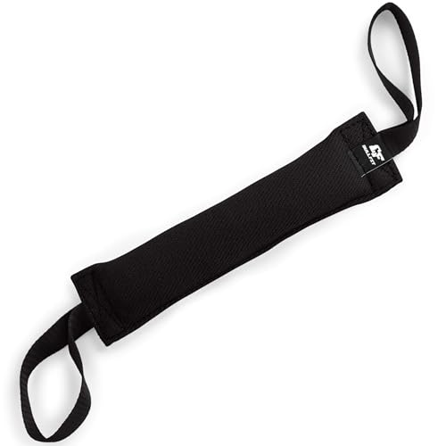 Bull Fit Beisswurst für Hunde, 30 cm, mit Zwei Schlaufen - Sehr Robustes Hundespielzeug zum Training, Tauziehen und Zerrspiele mit Hund - Aus hochwertigem Baumwolle-Nylon handgefertigt (Schwarz)