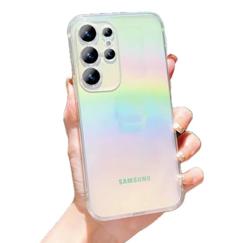 Rnrieyta Miagon Bunt Laserhülle für Samsung Galaxy S21 Ultra,Regenbogen Laser Handyhülle Schillernde Durchsichtig Bling Glitzer Holografisch Weich TPU Hülle Schutzhülle