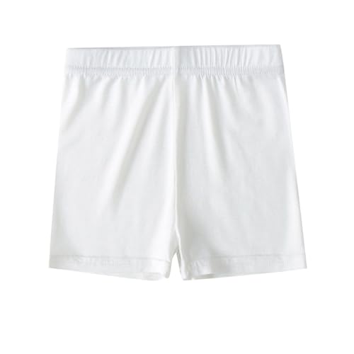 2025 - Tanzshorts für Kinder, Mädchen, einfarbig, atmungsaktiv, Radlerhose Klein Mädchen Unterwäsche (White, 6-7 Years)