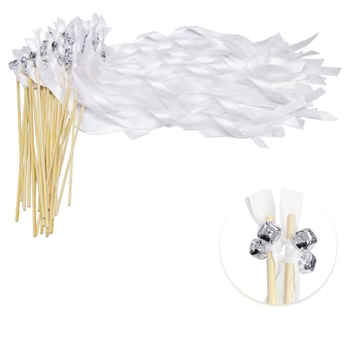 Herbst Wedding Wands mit Große Glocke und Hochzeitsbändern 30 Stück, Weiss Spalier Hochzeit Standesamt überraschung für Hochzeiten, Geburtstage, Weihnachten, Partys Feiertagsfeiern Verwendet