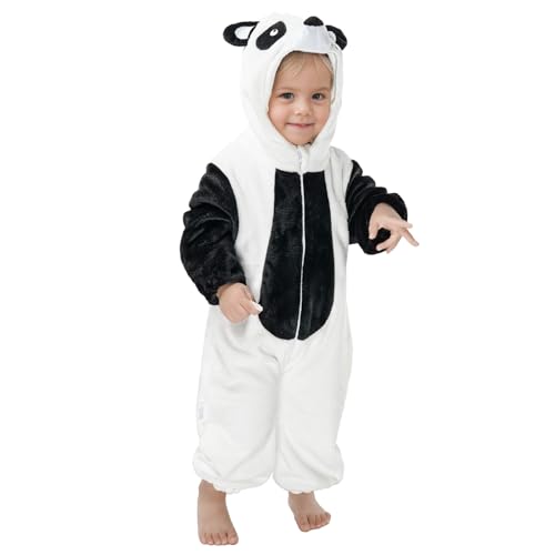 JiAmy Unisex Baby Romper Tier Winter Strampler mit Kapuze Kleinkind Lange Ärmel Reißverschluss Verdickte Fleece Herbst Jumpsuit Overall 2-24 Monate