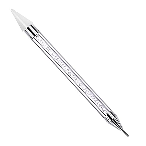 1 Stücke Strass Picker Punktierstift Dual Ended Edelsteine,Nagelpunkt Stift, Dotting Pen Nail Art Tools,Dekoration Werkzeug für DIY Nagel Design, Strasssteine, Punktarbeiten (Weiß)