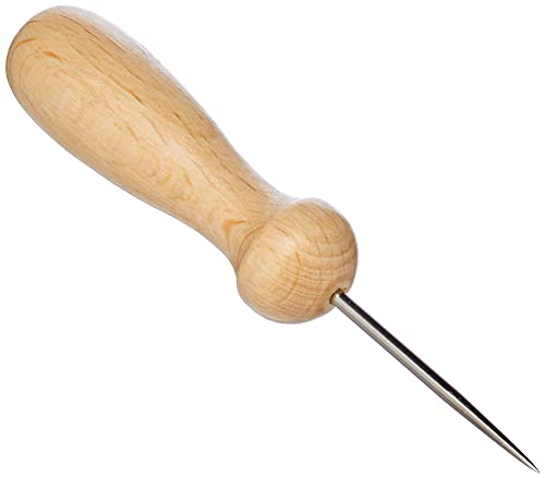 Rayher 6110000 Prickelnadel mit Holzgriff, Gesamtlänge 8,3 cm, Holzgriff 5 cm, Nadellänge 3,3 cm, 1 Stück, für Durchstecharbeiten mit Papier, basteln mit Papier und Nadel, Beige