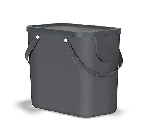 Rotho Albula Mülltrennungssystem 25l für die Küche, Kunststoff (PP) BPA-frei, anthrazit, 25l (40.0 x 23.5 x 34.0 cm)