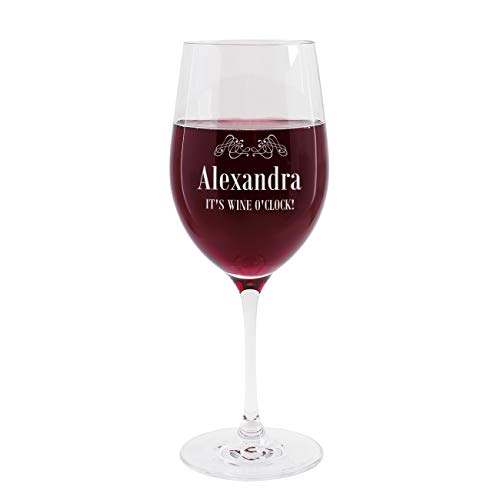 Herz & Heim® Weinglas mit Namensgravur It's wine o'clock - Geschenkidee für Weintrinker