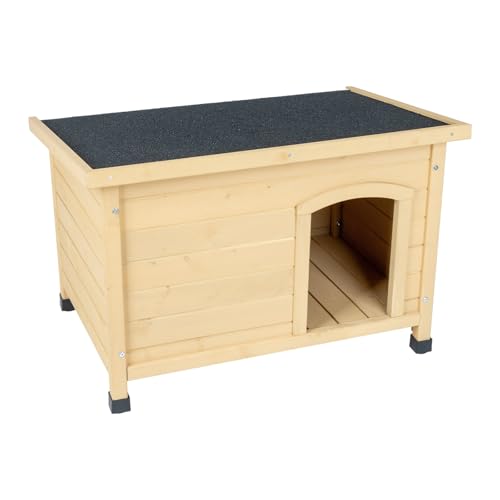 Hundehütte Mattes, geräumiges Hundehaus aus lasiertem Fichtenholz, in der Farbe naturbraun, Hundehöhle, XL
