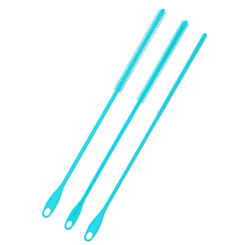 3 Stück Reinigungsbürste, 24 cm Extra Lang Silikon-Strohhalmbürste 6/8/10 mm Wiederverwendbarer Strohhalmreiniger für Wasserflaschen Fugenbürste Pfeifenreiniger Küchenreinigungswerkzeug (Blau)