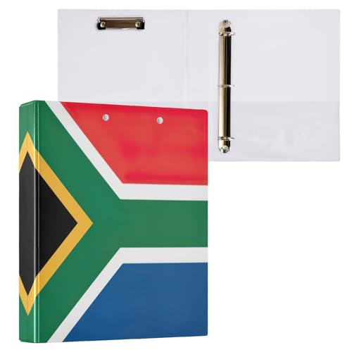 3-Ringbuch mit Südafrika-Flagge, 3,8 cm, einfacher Ordner, Organizer für 200 Blatt, dekorativer Drei-Ringordner für Schule, Büro, 1 Packung